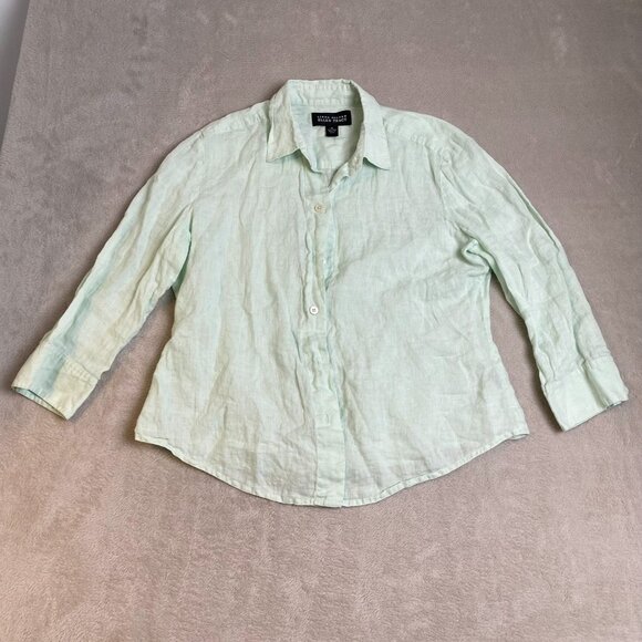 Linda Allard Ellen Tracy Woman's Shirt Size 16 Long Sleeve Button Up 100% Linen - Picture 8 of 8